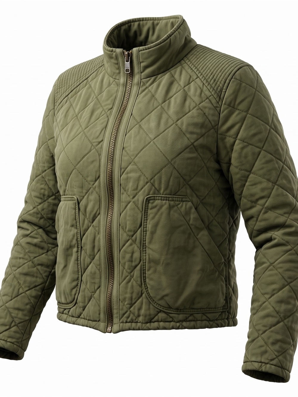 Blank NYC Women’s Quilted Olive Green Puffer Jacket